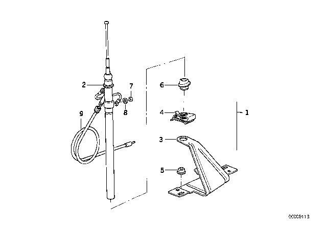1995 BMW 320i Antenna Cable Diagram for 65211394200