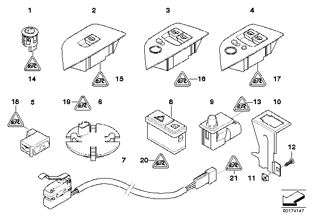 2008 BMW Z4 Various Switches Diagram 1