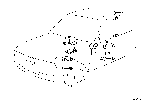 1999 BMW 740iL Flag Holder Diagram