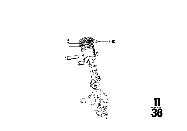 1968 BMW 1602 Piston Rings Repair Kit Diagram for 11251256456