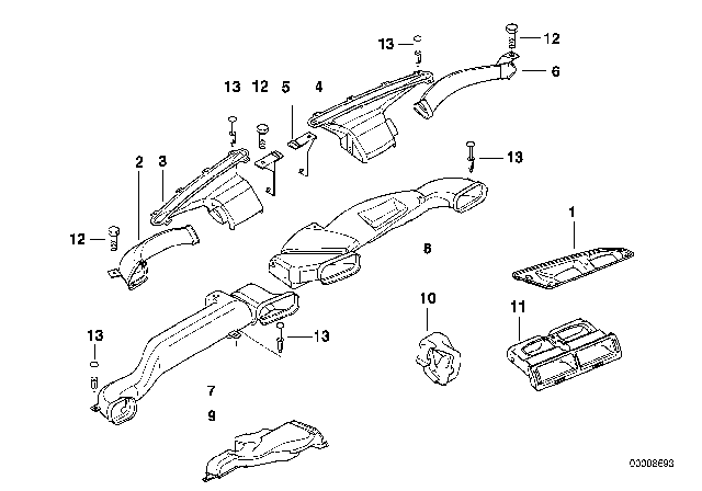 1997 BMW 740iL Air Channel Diagram 1