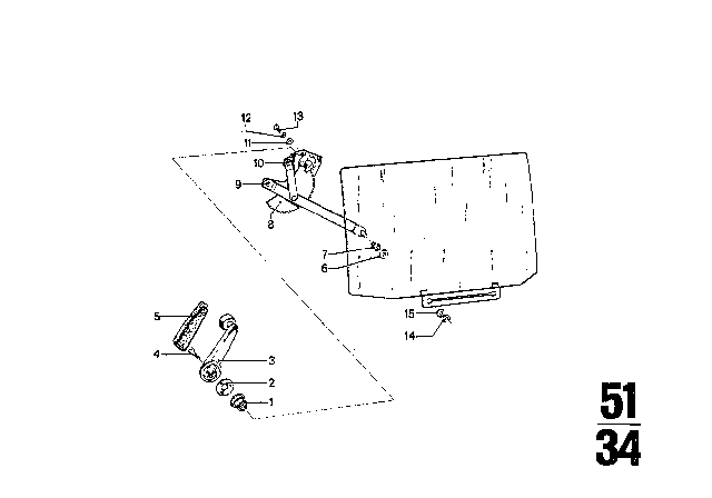 1976 BMW 3.0Si Door Window Diagram 6