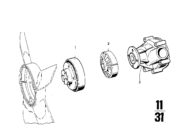 1976 BMW 3.0Si Water Pump Diagram 2