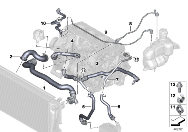 2017 BMW X1 Line, Pump-Turbocharger-Heat Exchanger Diagram for 17127617377