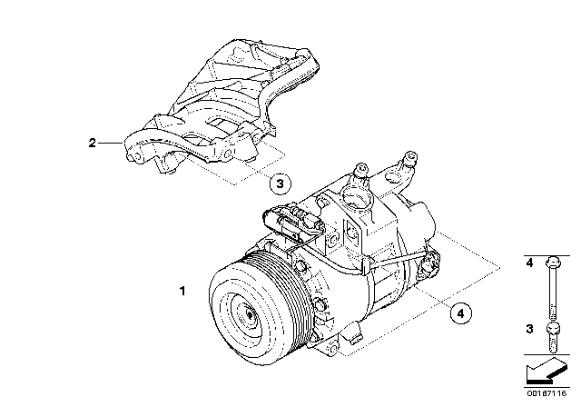 2010 BMW X6 Air - Conditioner Compressor / Mounting Part Diagram 2