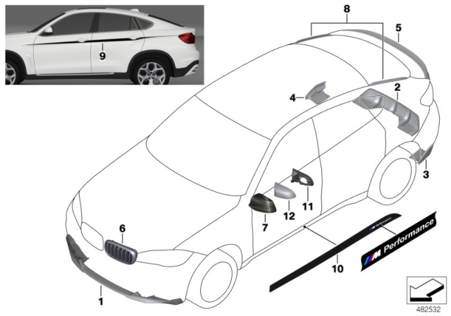 2017 BMW X6 Foil, Side Sill, Left / Right Diagram for 51142348319