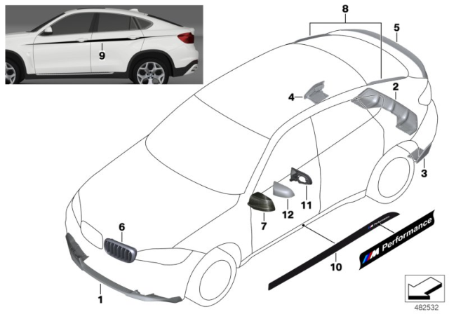 2019 BMW X6 M Performance Accessories Diagram