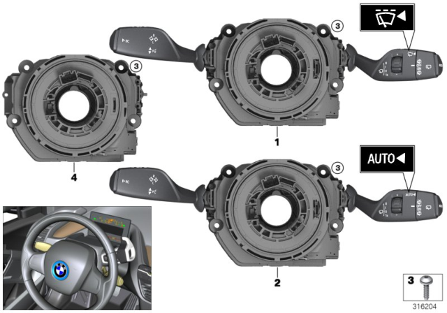 2014 BMW i3 Switch Cluster Steering Column Diagram 2
