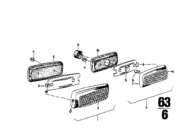 1971 BMW 3.0CS Side Reflector Front Diagram for 63141351892