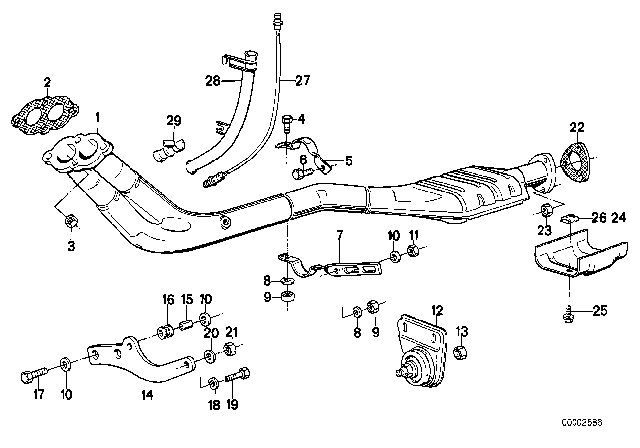 1984 BMW 318i Catalytic Converter Exhaust Pipe Diagram for 11761706326