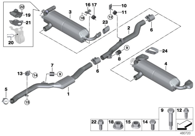 2020 BMW 530i xDrive Tailpipe Trim, Chrome, Right Diagram for 18308631959