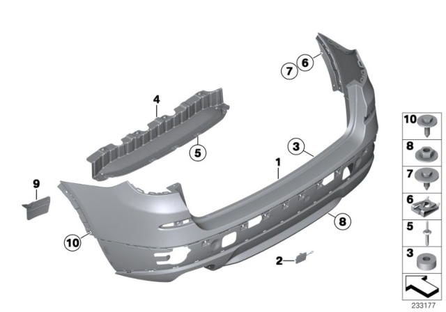 2016 BMW X3 Panel, Bumper, Primed, Rear Diagram for 51127278474