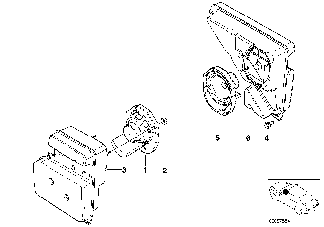 2001 BMW Z8 Loudspeaker Box, Right Diagram for 65138380572