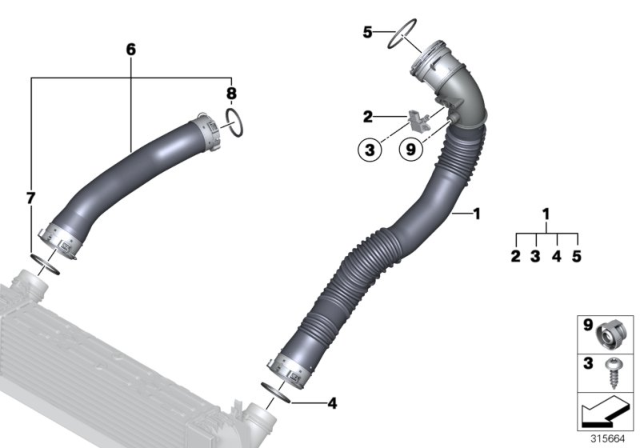 2013 BMW 528i Charge-Air Duct Diagram for 13717612091