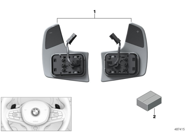 2020 BMW X3 M Gearshift Paddles, Steering Wheel Diagram