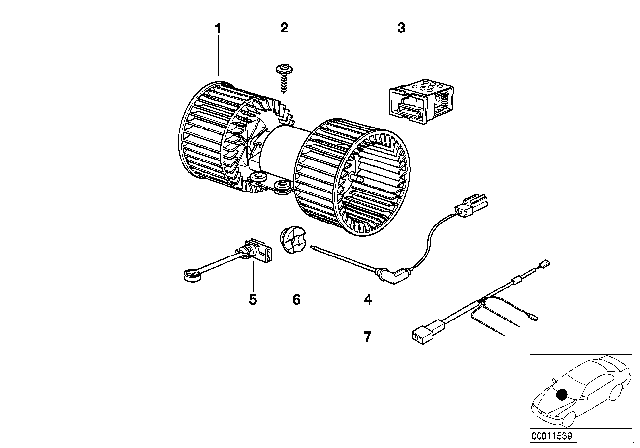 1995 BMW 750iL Blower Unit Diagram for 64118391809