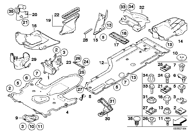 2007 BMW 530i Underfloor Coating Center Diagram for 51757162578