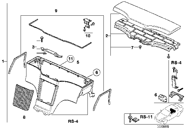 2002 BMW Z3 Subwoofer Oddments Box Diagram