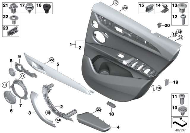 2019 BMW X2 DOOR TRIM PANEL, REAR, RIGHT Diagram for 51428099430