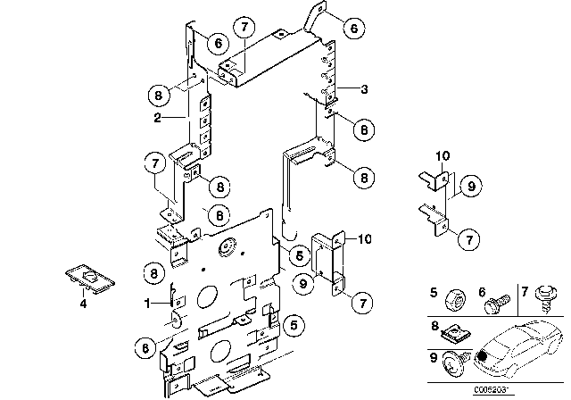 2001 BMW X5 Bracket Cd-Changer Diagram for 65128385988