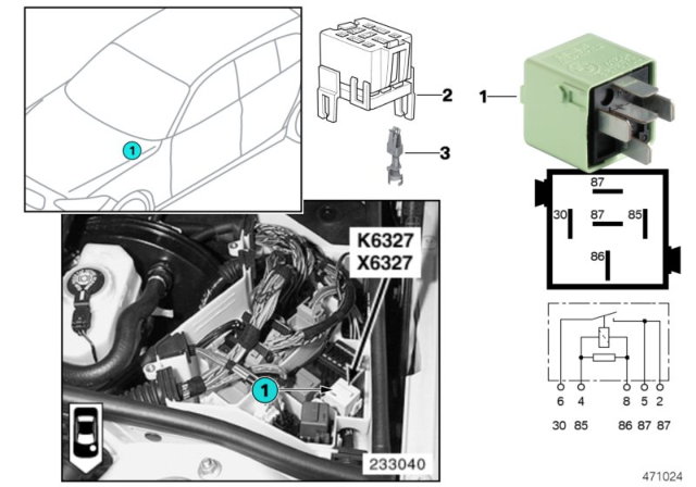 2003 BMW 325i Relay, Fuel Injectors Diagram