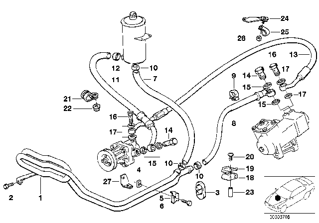 1991 BMW M5 Hose Diagram for 32412226396