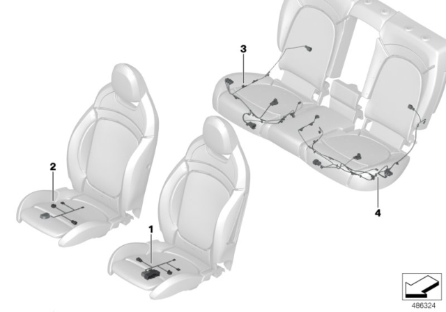 2019 BMW X2 WIRING SET SEAT, PASSENGER'S Diagram for 61126809602