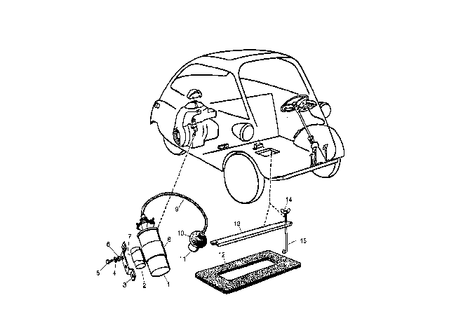 1956 BMW Isetta Supporting Rail Diagram for 61218042566