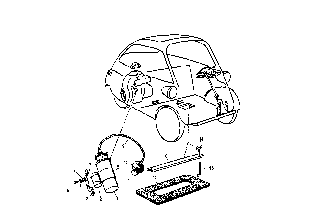 1956 BMW Isetta Sealing Grommet Diagram for 12128036502