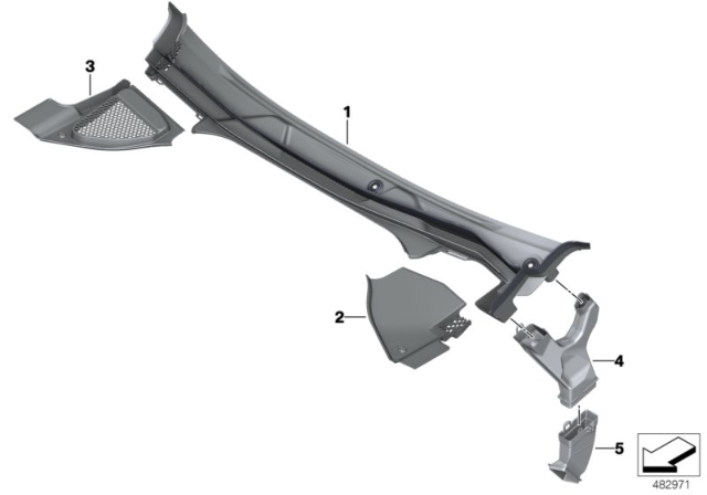 2020 BMW X4 M Trim Panel, Cowl Panel Diagram