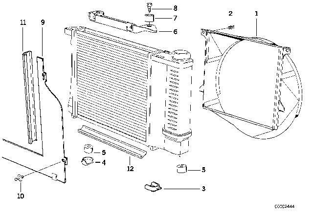 1991 BMW 318i Fan Shroud Diagram