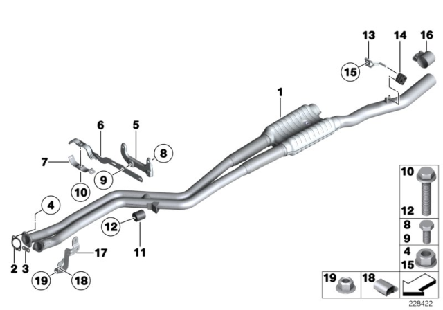 2011 BMW 528i Front Catalytic Converter Diagram for 18307590565
