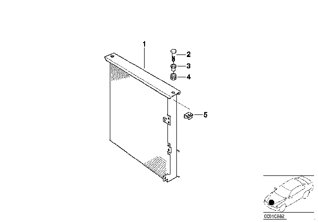 2000 BMW Z3 M Air Conditioning Condenser And Mounting Parts Diagram