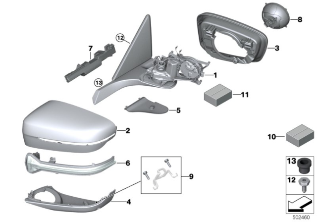 2020 BMW M8 Outside Mirror Diagram