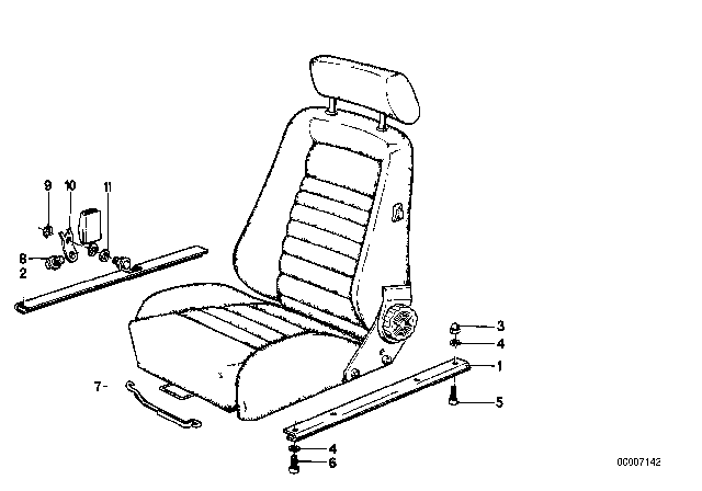 1977 BMW 320i Recaro Sports Seat Diagram 6