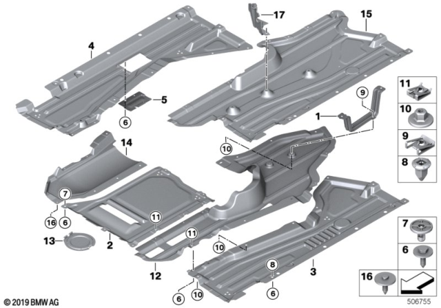 2017 BMW X6 Underbody Paneling Diagram 1