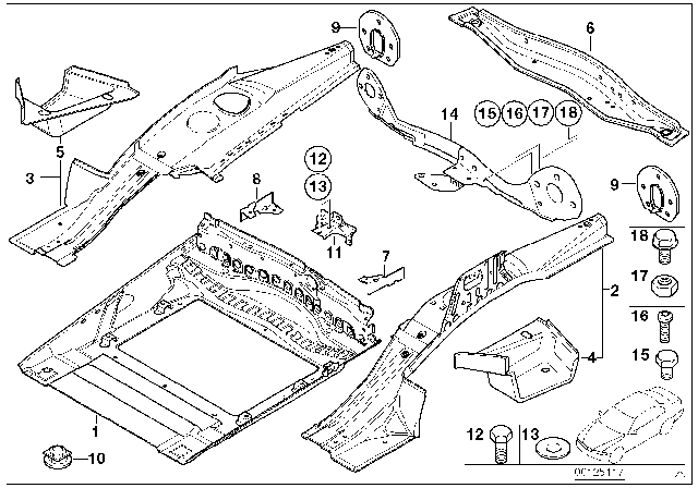 2003 BMW X5 Mounting Parts For Trunk Floor Panel Diagram