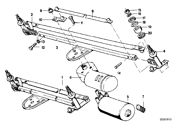 1981 BMW 320i Single Wiper Parts Diagram