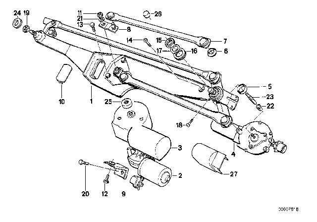 1994 BMW 525i Single Wiper Parts Diagram