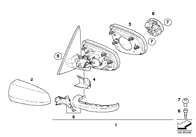 2010 BMW X6 Heated Outside Mirror, Left Diagram for 51167239777