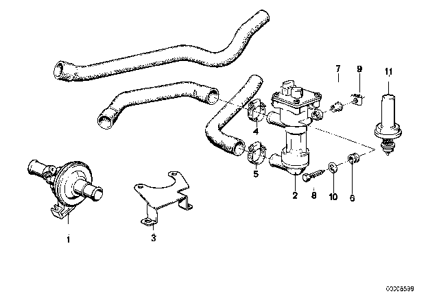 1985 BMW 524td Water Valve Diagram for 64111373188