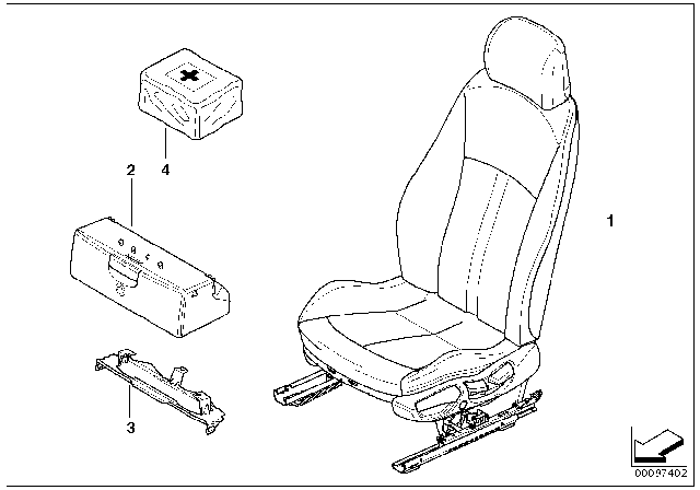 2005 BMW Z4 Seat, Front, Complete Seat Diagram 1