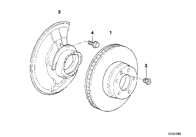 1995 BMW 740i Front Brake / Brake Disc Diagram