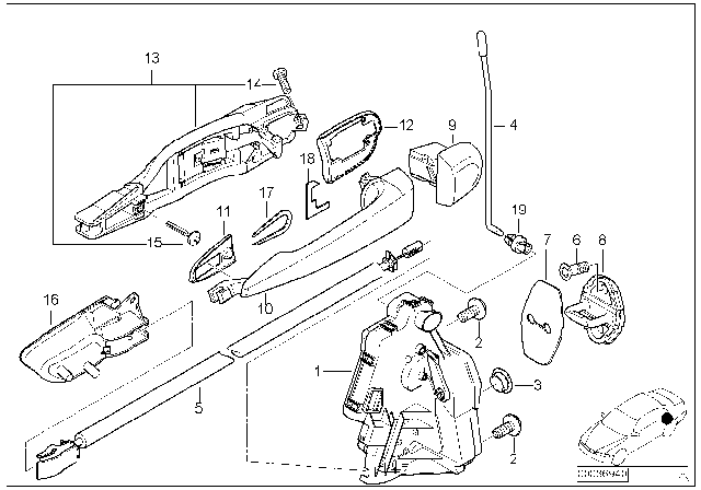 1999 BMW 328i Motor Actuator Door Lock, Left Diagram for 51227011309