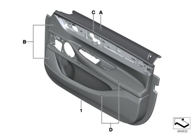 2017 BMW 750i xDrive Individual Door Trim Panel Diagram 2