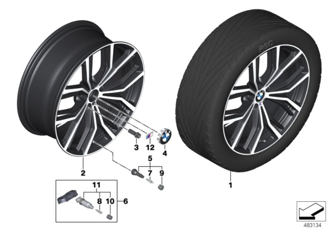 2019 BMW X3 Disc Wheel, Light Alloy, Bright-Turned Diagram for 36116877337