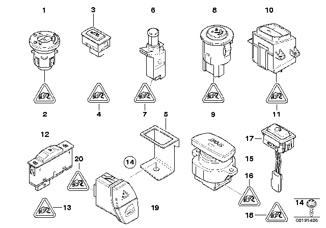 2008 BMW 128i Various Switches Diagram