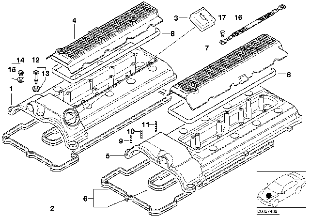 2002 BMW Z8 Cylinder Head Cover Diagram