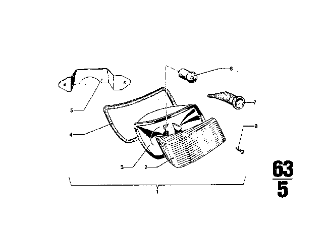 1971 BMW 2800CS Right Base Diagram for 63131811104