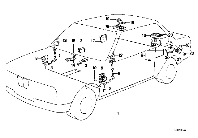 1992 BMW 325i Single Components Sound System Diagram